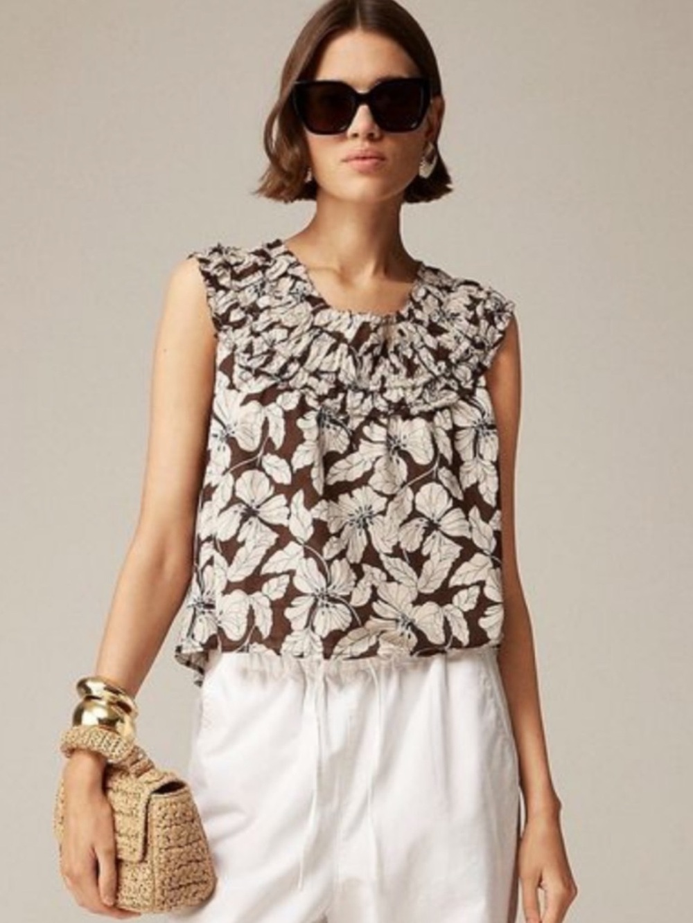 J Crew Smocked Neckline Blouse Top Cotton Fall Transitional Natural Fibers